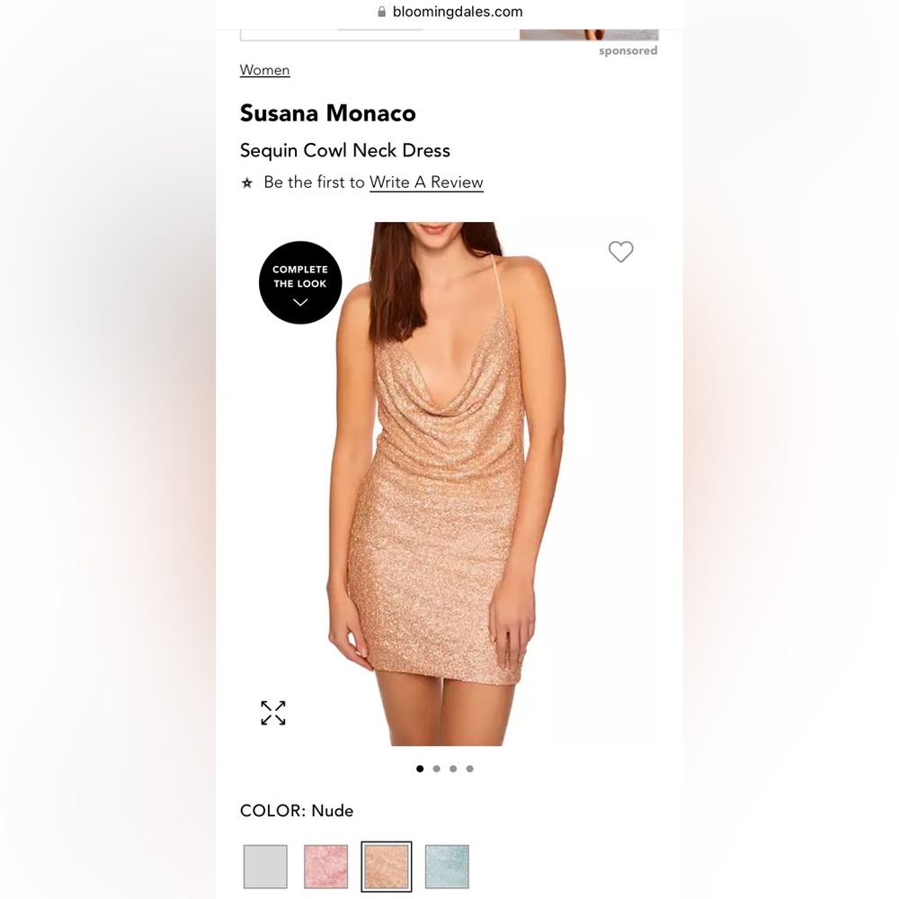 Brand new with tags Susana Monaco sequin cowl neck dress Small nude gold sparkle